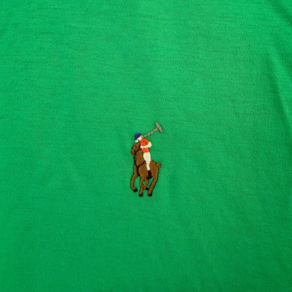 Polo Ralph Lauren Polo Shirt Men Large Green Classic Fit Short Sleeve Flesh pony